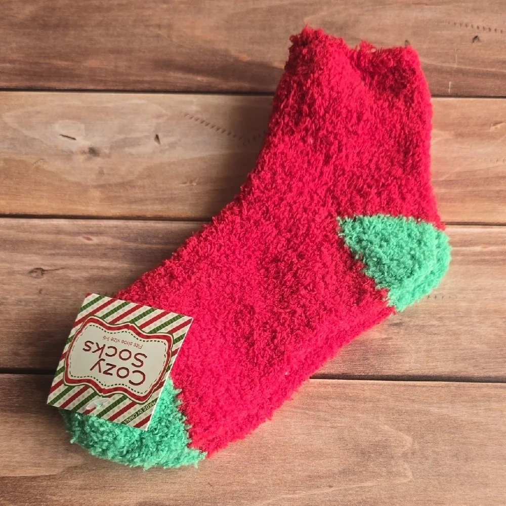 Red and White Fuzzy Socks
